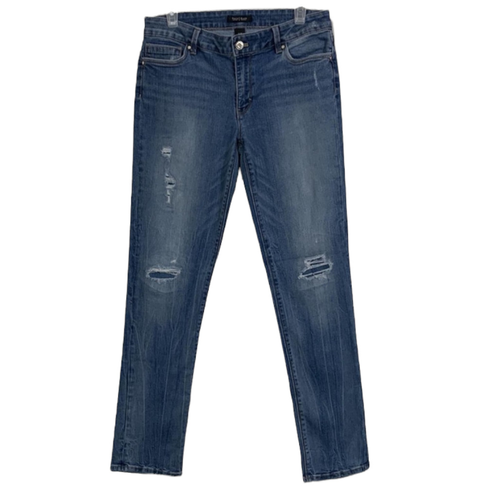 DISTRESSED SLIM SKINNY JEANS SIZE 10R FIVE POCKETS ZIP WHBM